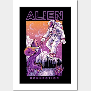 astronauts connect with aliens Posters and Art